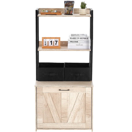 Peekaboo Studio VEVOR Cat Litter Box Enclosure with 2 Shelves & Basket