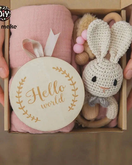 Adorable Baby Gift Set: Cotton Bath Towel, Crochet Rattle, and Accessories for Kids