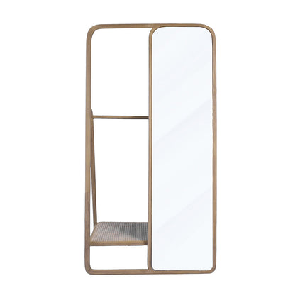 Room & Decor Large Brown Wood Clothes Hanger with Mirror & Storage She