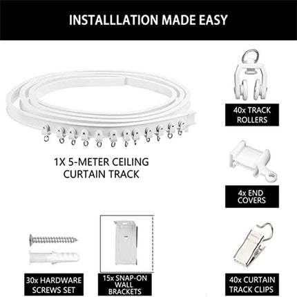 NEW 5M Bendable Flexible Curtain Track Rod Rail Ceiling Window Caravan