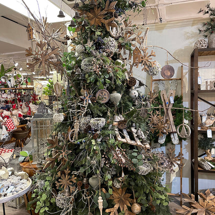 Room & Decor 17.7" Large Fir Wood Snowflake Ornaments - Set of 2, Rust