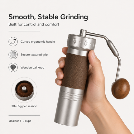 ZP6 S Manual Coffee Grinder — 48mm Hexagonal Burrs, Red Dot Award Adjustment Ring