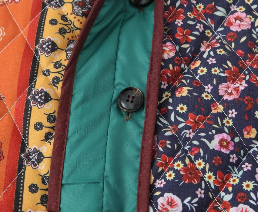 Luxury Vintage Print Cotton Padded Jacket - Winter Chic