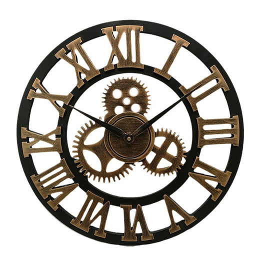 Decorative Industrial Gear Wall Clock in Silver