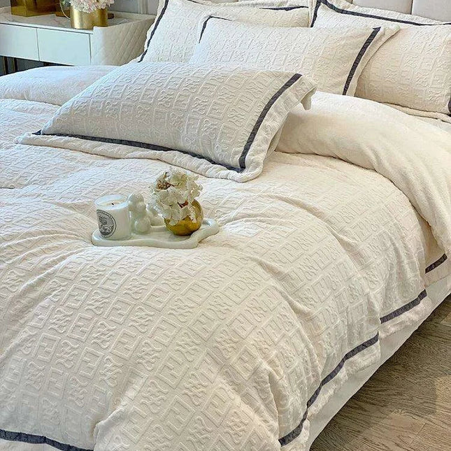 3D Plush Velvet Queen Duvet Cover Set of 4 pcs