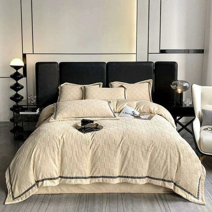 3D Plush Velvet Queen Duvet Cover Set of 4 pcs - Très Elite