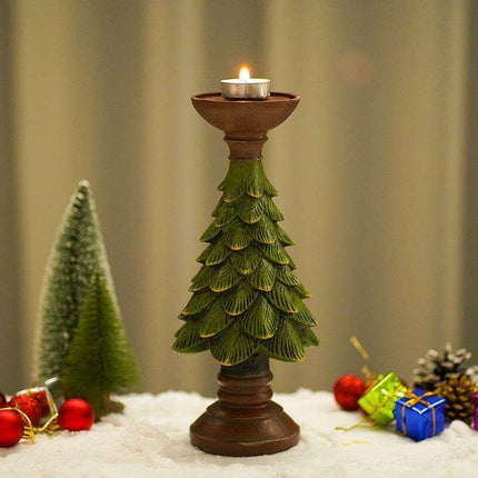 Elegant Holiday Candle Holder: Premium Resin Christmas Decor