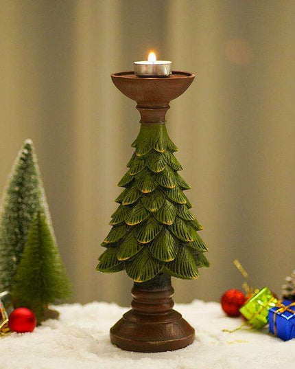 Elegant Holiday Candle Holder: Premium Resin Christmas Decor