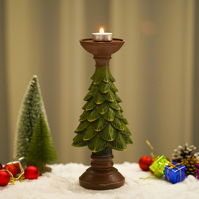 Elegant Christmas Candlestick: Premium Resin Holiday Decor Piece