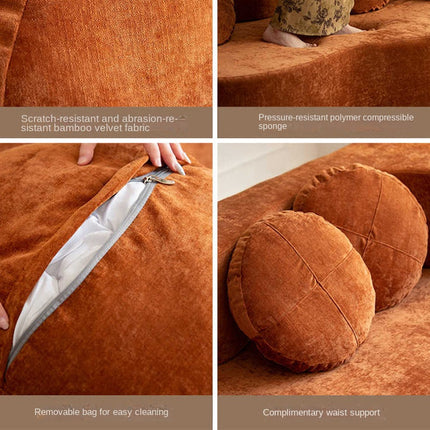 Foldable Sofa Bed - Vacuum-Compressed, Retro Fabric, Spac