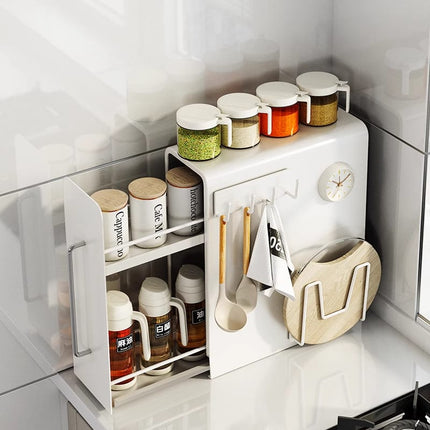 Dustproof Arc Shaped Multi Layer Floor Standing Spice Rack Carbon Steel