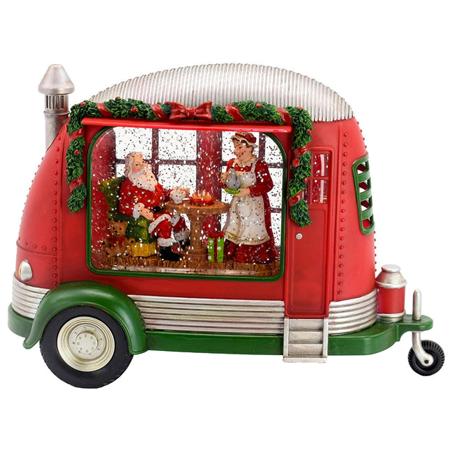 Room and Decor Christmas LED Water Spinning Camper with Mr & Mrs Santa