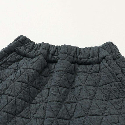 Charcoal Quilted Casual Set: Pullover & Trousers Combo