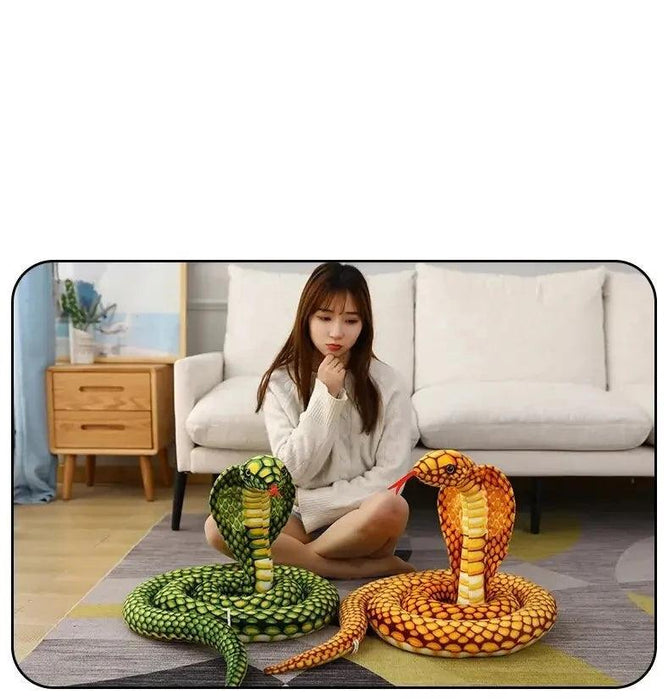 Realistic Cobra Snake Plush Toy - Versatile Educational Stuffed Animal for Home Decor and Play