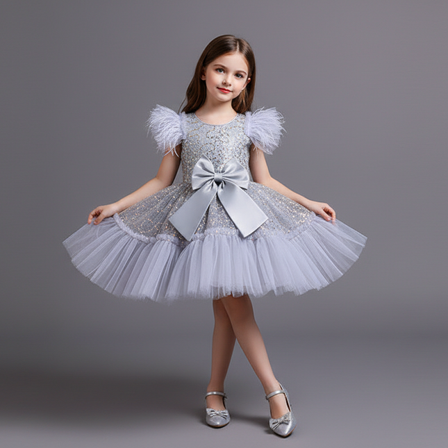 Peekaboo Studio Flower Children's Wedding Dress with Tulle Skirt, Summ