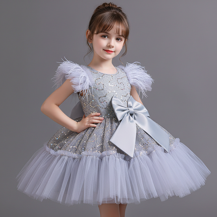 Peekaboo Studio Flower Children's Wedding Dress with Tulle Skirt, Summ