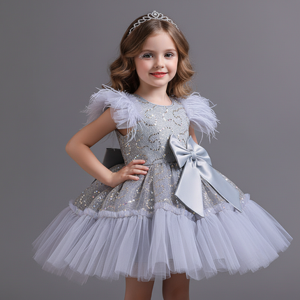 Peekaboo Studio Flower Children's Wedding Dress with Tulle Skirt, Summ