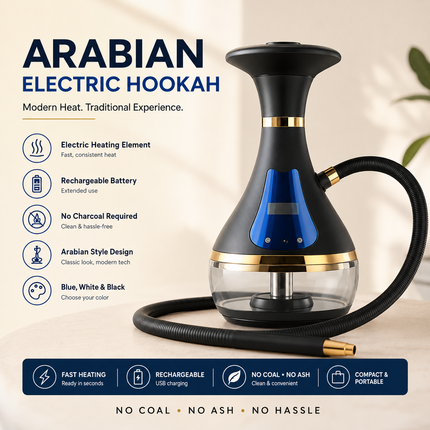 Arabian Electric Hookah — Rechargeable, Fast Heating, Carbon-Free Operation Water Pipes & Bongs new-fast-shipping-arabian-electric-hookah-rechargeable-smoker-fast-heating-carbon-free Home & Kitchen > Kitchen & Dining > Smoking Accessories > Hookahs