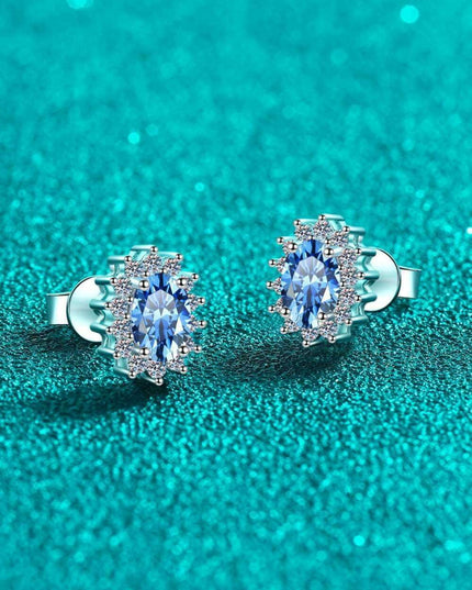Elegant 1 Carat Lab-Created Diamond Stud Earrings with Dazzling Zircon Accents in Sterling Silver