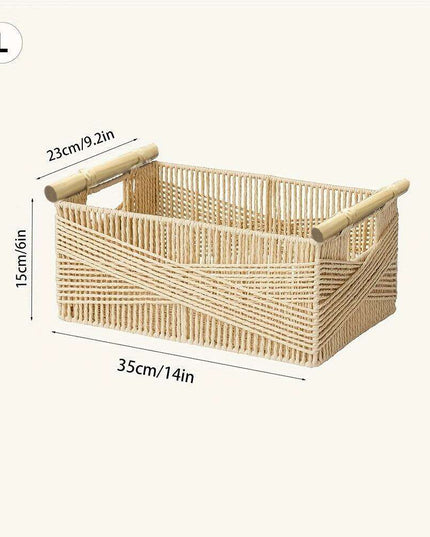 Charming Oversized Wicker Storage Basket with Comfortable Handles - Stylish Open Top Organizer for Any Room