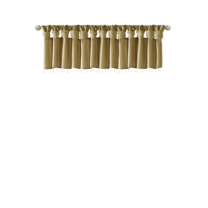 Room and Decor Lightweight Faux Silk Valance with Beads, 50x26" Bronze