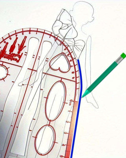 Clear Fashion Illustration Ruler Set with Dress Form Templates for Student Design and BJD Doll Outfit Sketching