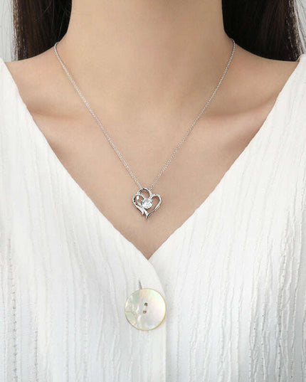 Personalized Heart-Shaped Zircon Love Necklace with Rhinestones