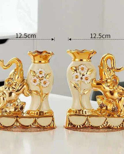 Golden Ceramic Vases Set in Opulent Gold Finish - Elevate Your Living Environment