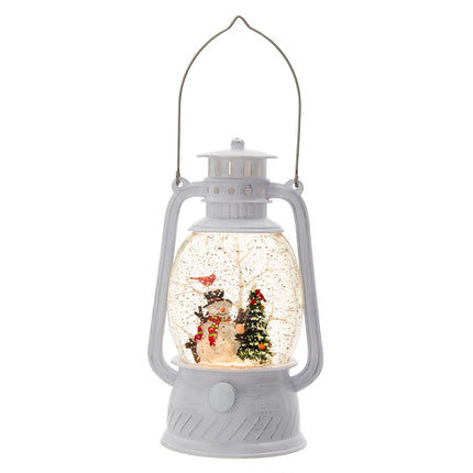 Room and Decor LED Snowman & Tree Water Lantern with Timer, White