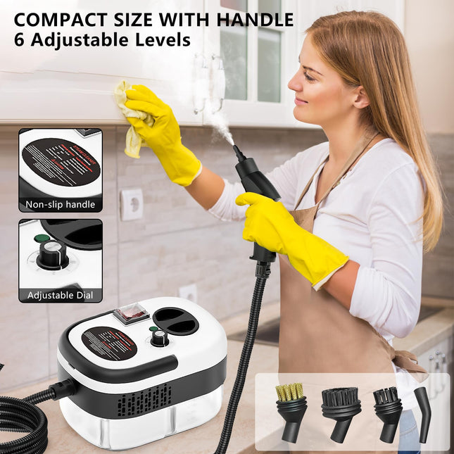 Peekaboo Studio 2500W Handheld Steam Cleaner, 1.2L Tank, 12 Attachment