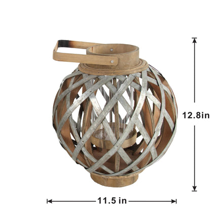 Room & Decor Silver Iron Decorative Lantern with Handle for Indoor/Out
