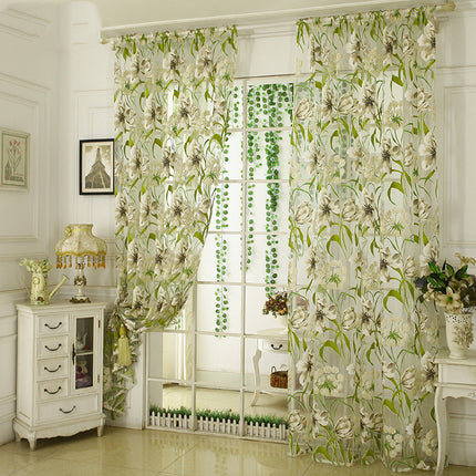 White Burnt-Out Yarn Sheer Curtain | Striped Translucent, 3 Sizes