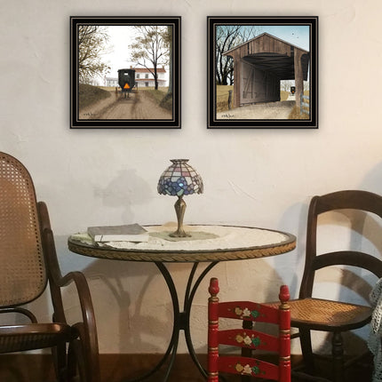 Billy Jacobs 2-Piece Vignette Black Framed Wall Art Set for Home Decor