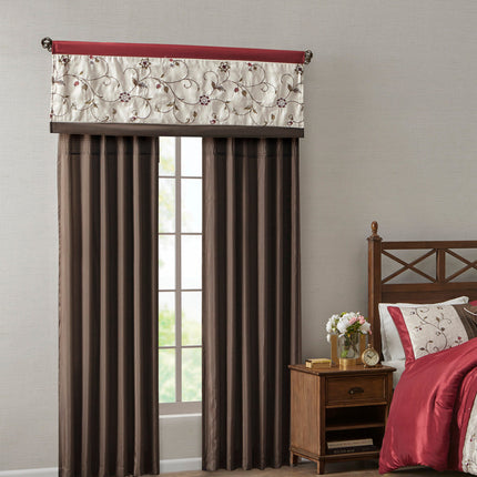 Room and Decor Embroidered Red Window Valance, 50x18", Polyester Fabri