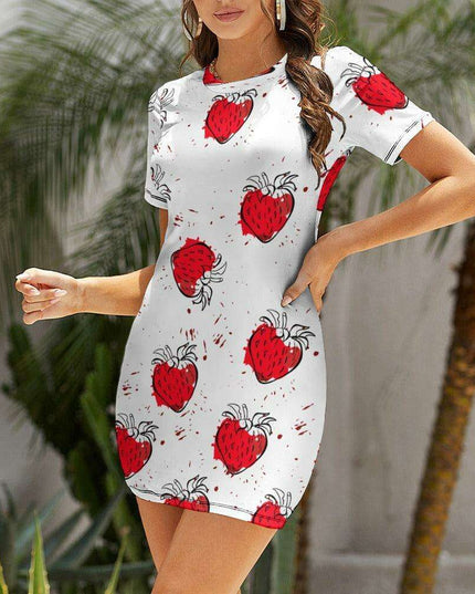 Chic White Short Sleeve Crew Neck Dress - A Must-Have for Every Wardrobe