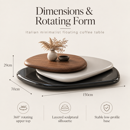 Rotating Coffee Table - Italian Minimalist Floating Design