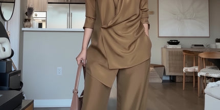 Wrap-style Satin Blouse And Wide-leg Pants Set wrap-style-satin-blouse-and-wide-leg-pants-set Arts, Crafts & Sewing›Art Supplies›Paint