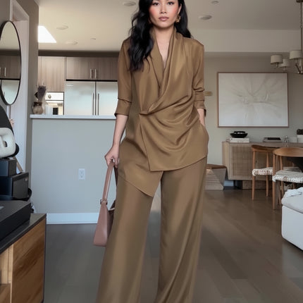 Wrap-style Satin Blouse And Wide-leg Pants Set wrap-style-satin-blouse-and-wide-leg-pants-set Arts, Crafts & Sewing›Art Supplies›Paint