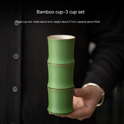 Ceramic Bamboo Green Bamboo Tea Household Landscape Cup Lid