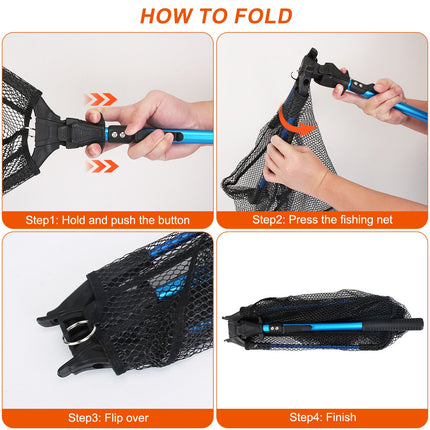 1Pc Foldable Fishing Net With Aluminum Alloy Rod EVA Handle Durable 5M