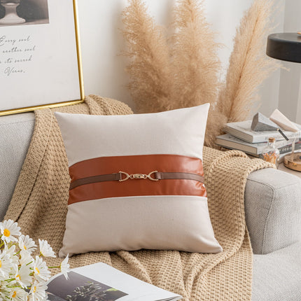 Creative Leather Stitching Sofa Cushion Cover