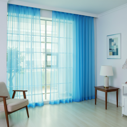 Peekaboo Studio Solid Color Transparent Glass Mesh Curtains - Ready-Ma