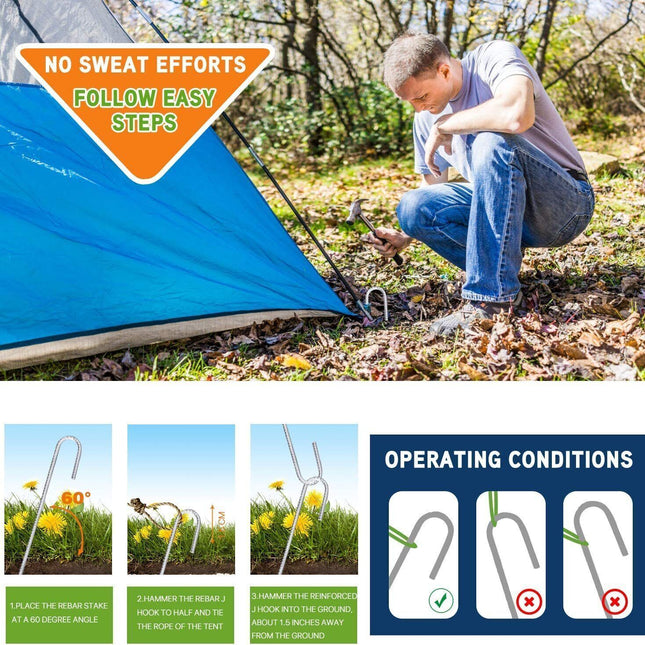 Peekaboo Studio 8PCS Heavy Duty J-Shaped Wind Stakes for Trampolines
