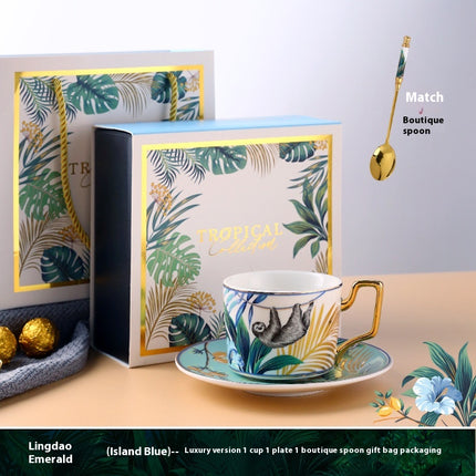 Jungle Ceramic European Light Luxury Hand Painted Cup And Saucer Suit