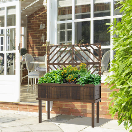 Outsunny Raised Garden Bed with Trellis & Drainage for Climbing Plants