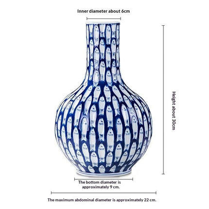 Jingdezhen Ceramic Vase Qin Hua Fish Vase In Zen Style