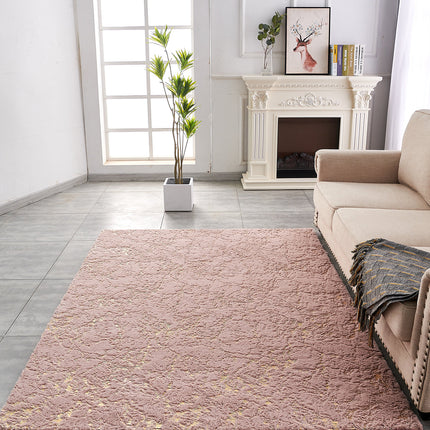 Room & Decor Luxury Machine Washable Dust Pink Faux Fur Area Rug