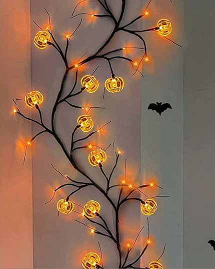 Halloween LED Willow Vine String Light Cool Cartoon Bat Pumpkin Decoration For Indoor Outdoor Party House Decor