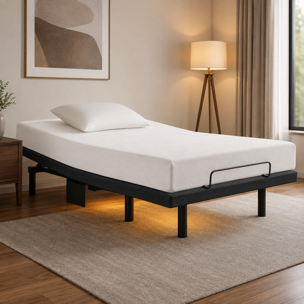 Twin XL Adjustable Electric Bed Base — Head & Foot Incline, USB Ports & LED Under-Bed Lighting Adjustable Bases twin-xl-adjustable-bed-frame-electric-base-with-head-foot-incline-usb-a-usb-c-led-light-4-leg-heights-easy-assembly Furniture > Bedroom Furniture > Beds & Bed Frames
