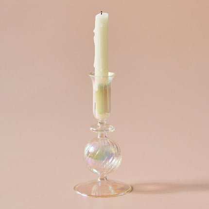 Geometric Borosilicate Glass Candlestick Vase For Home Office Desk Decor